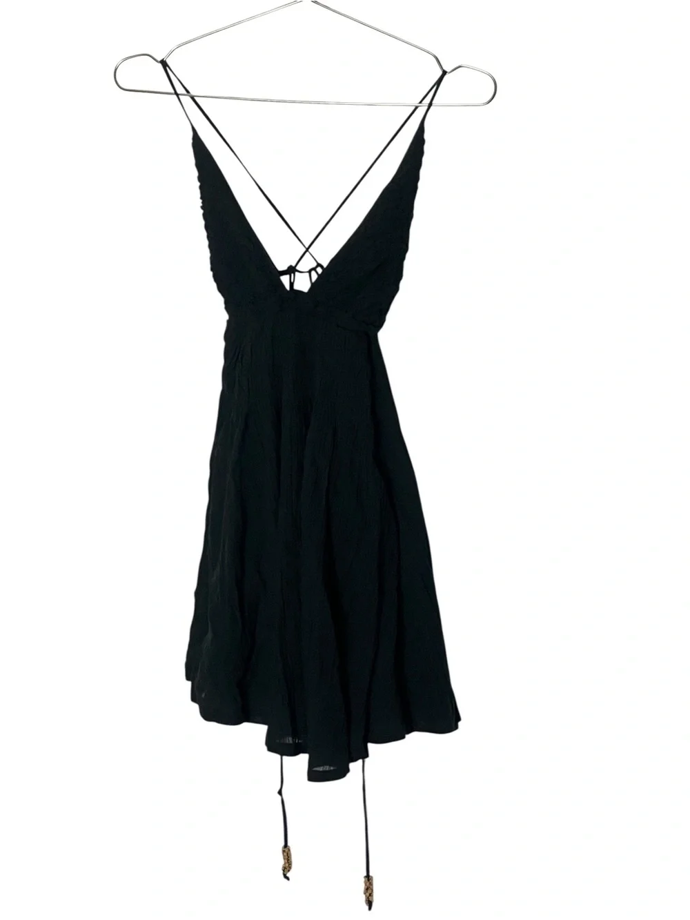 Free People Forever Favorite Mini Boho Dress Black XS